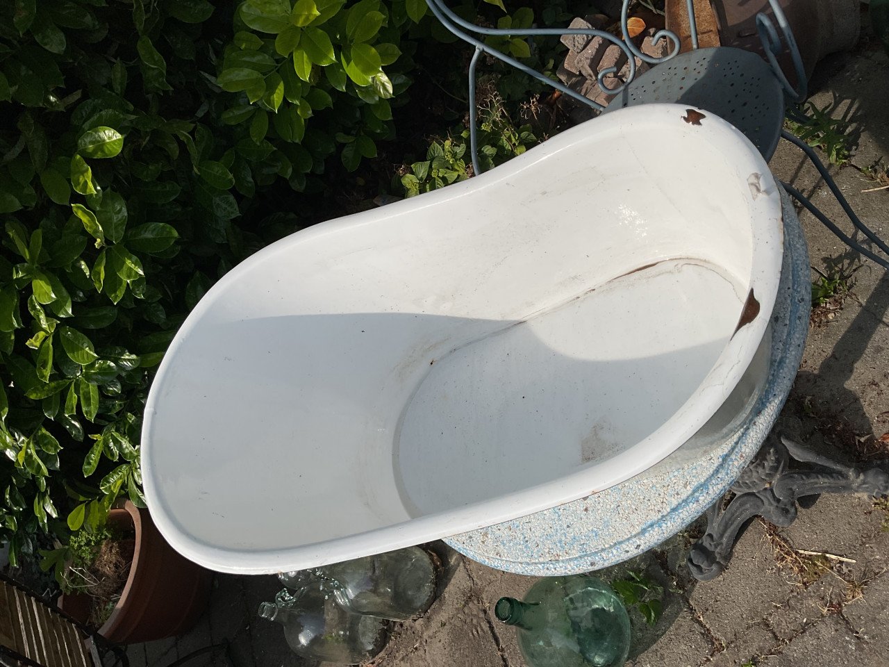 Oud emaille kinderbadje