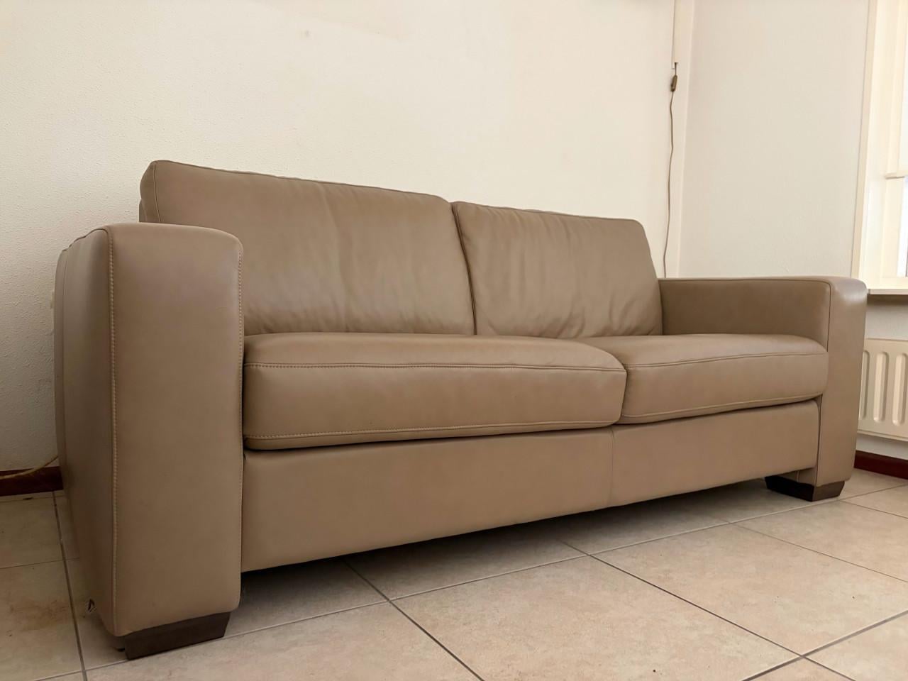 Leren bank (tweezits taupe)