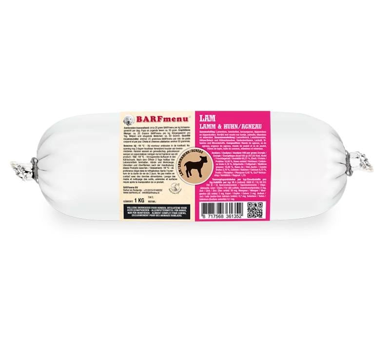 Laatste rollen op voorraad  !  Barfmenu diepvriesvoer rollen van 1000 gram