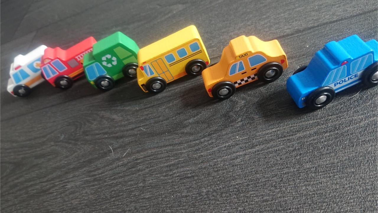 Houten voertuigen set 6-delig