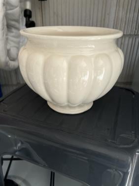 Mooie Aardewerk Bloempot - Crème