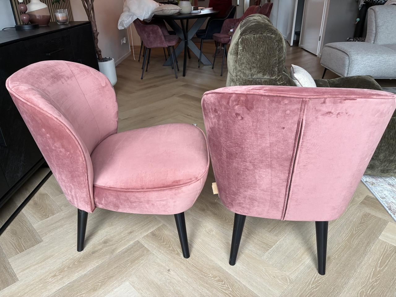Fauteuil velvet roze 2 stuks