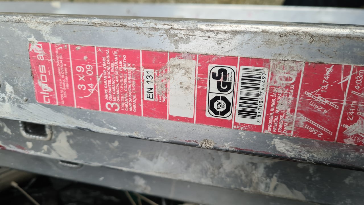 Driedelige ladder 3X9 - 3X2.5m in goed staat-Aluminium