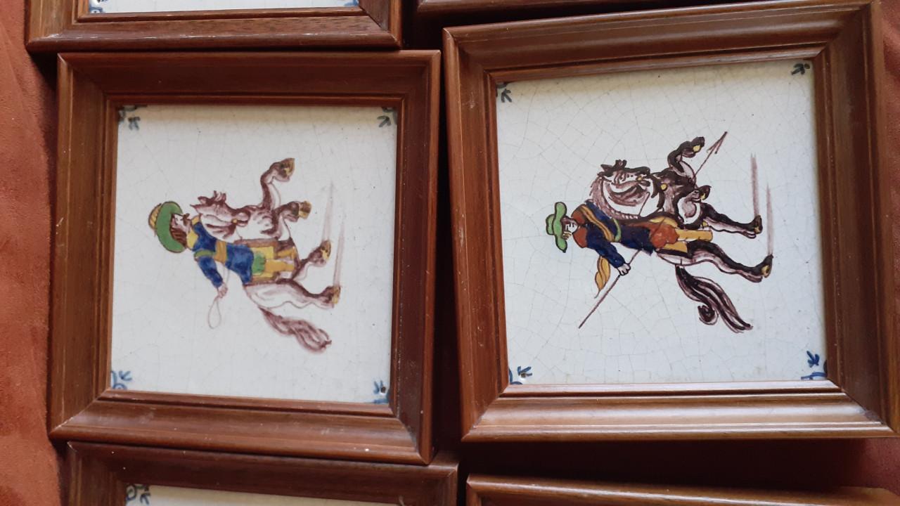 11 x Antieke tegels met Paarden & Hobbelpaard van de Kermis.!