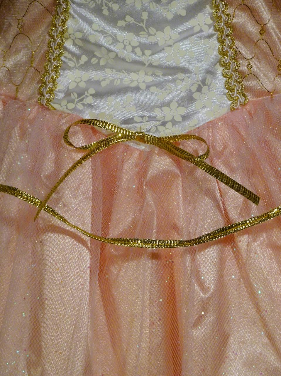 Nieuw ! Maat 128-134 Lange Zalmroze Barbie Prinsessenjurken + Kroon