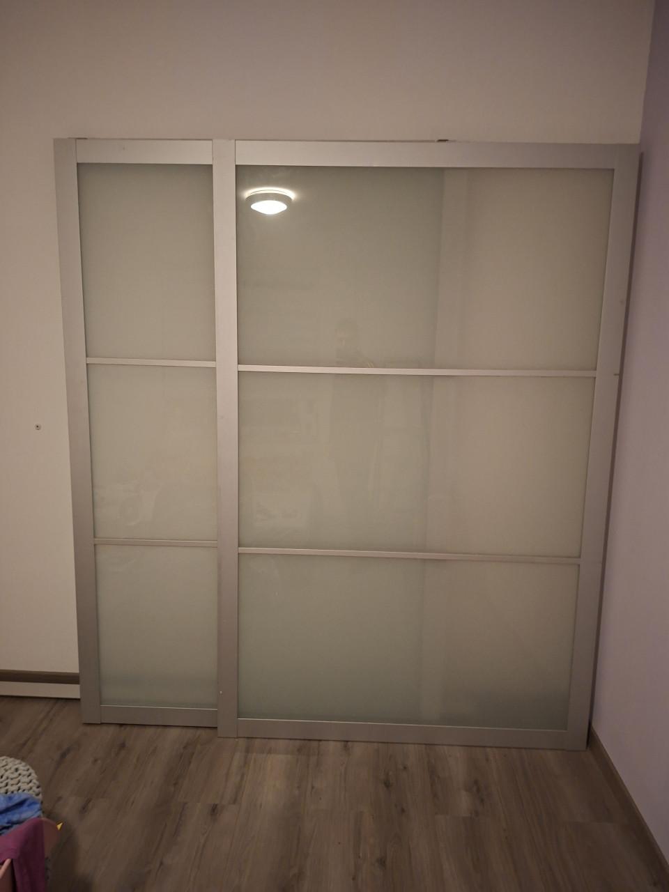 Ikea Pax kast 2x schuifdeuren aluminum 196x127cm inclusief rails.