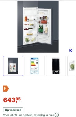 Zo goed als nieuwe Whirlpool inbouw koelkast met vriesvak