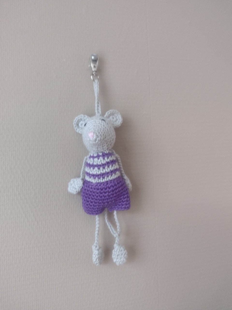 Gehaakte sleutel/tas hanger muis