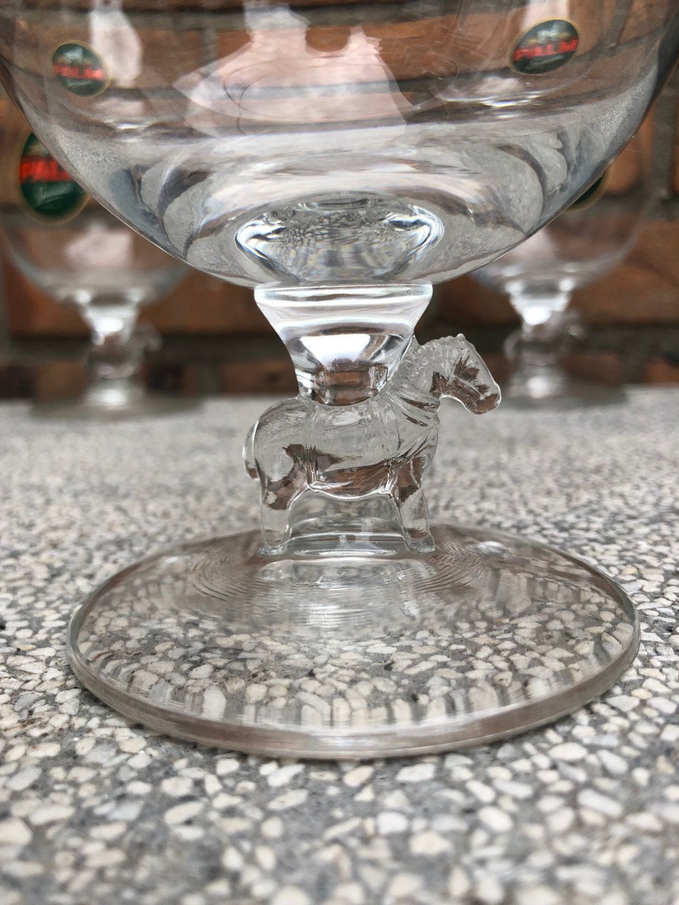 3 Palm bierglazen met paard op de voet van het glas.