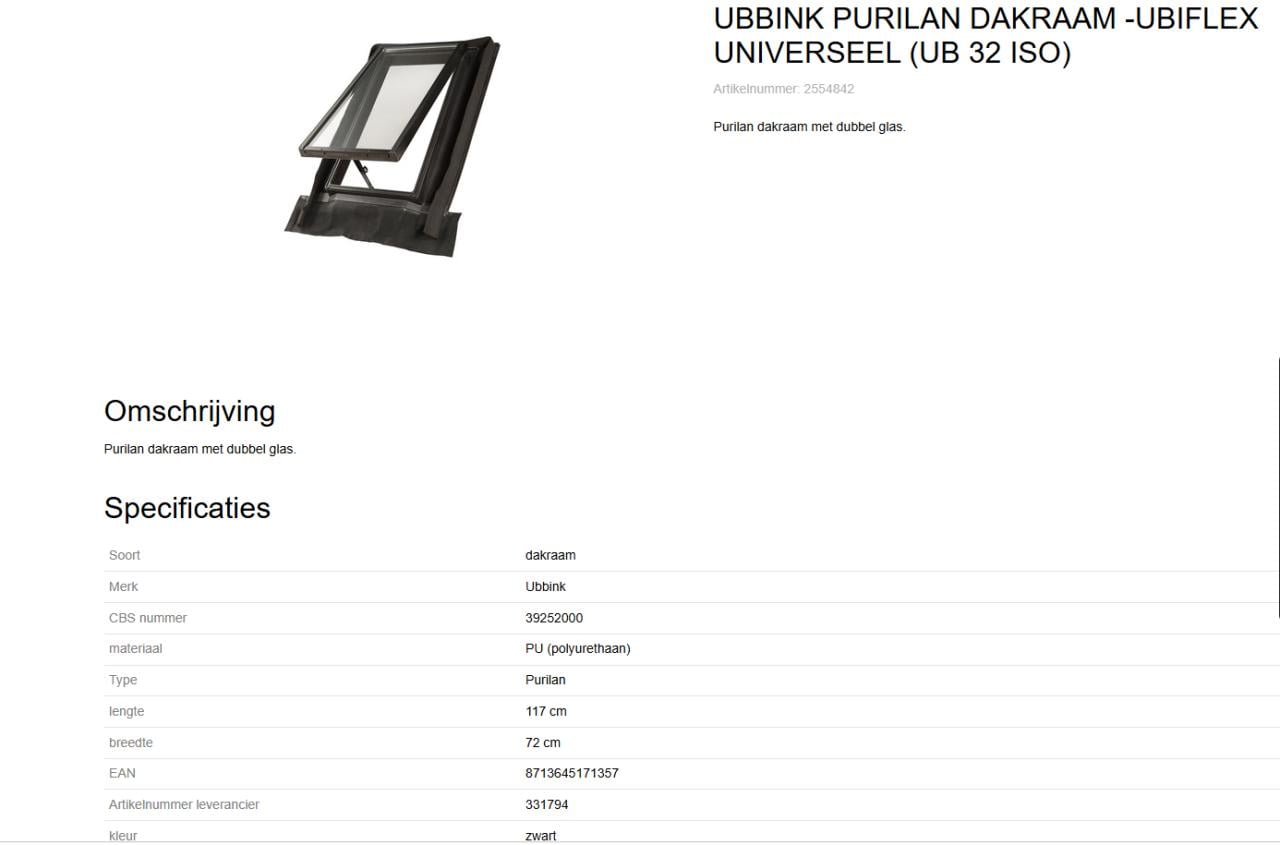 Dakraam ubbink  purilan iso 32 nieuw in doos