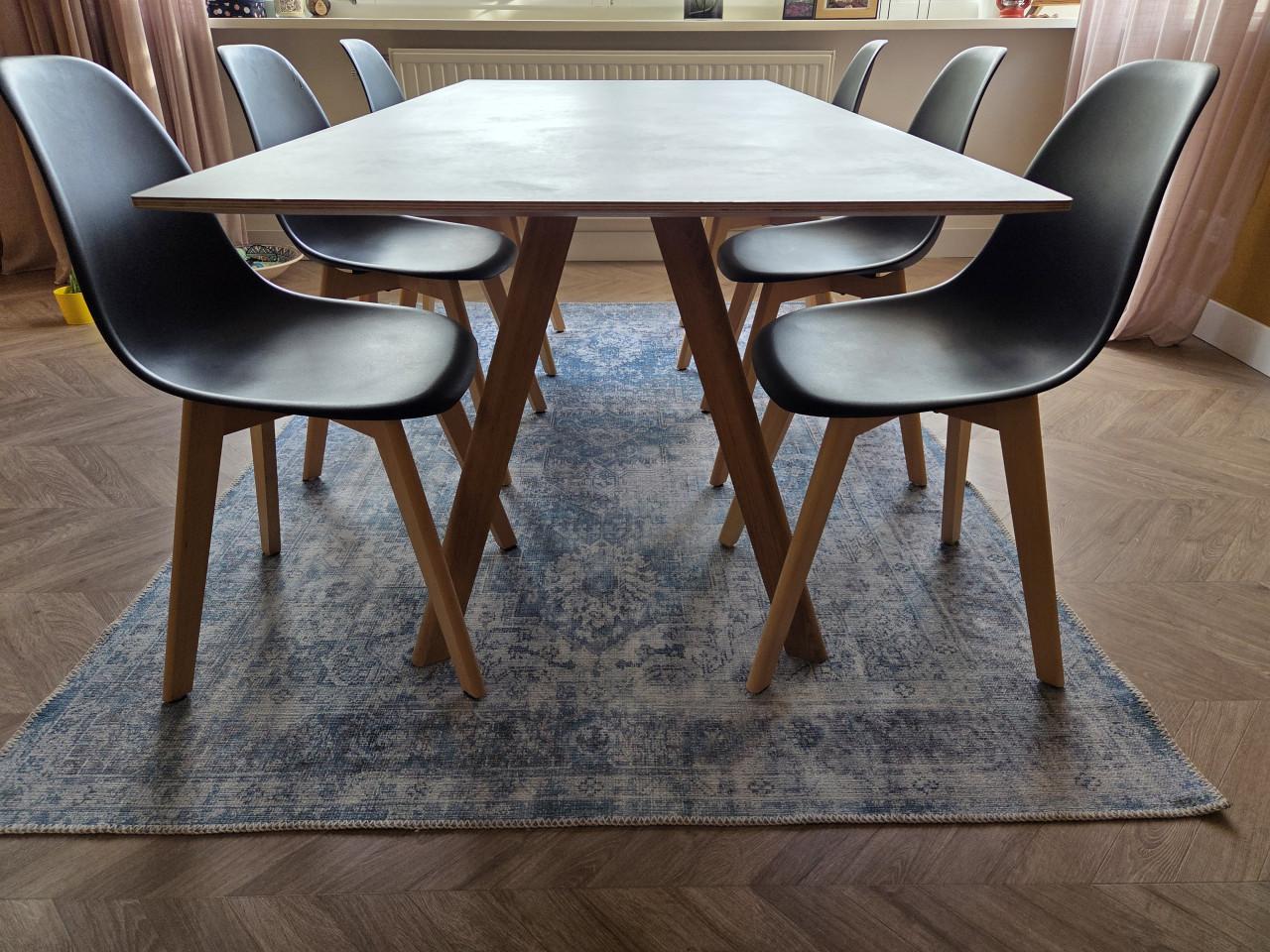 HAY CPH 30 eettafel 200x90 cm + 6 zwarte stoelen