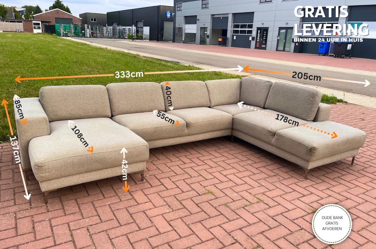 GRATIS LEVERING HEEL NL Montel U-vormige Stoffen Hoekbank