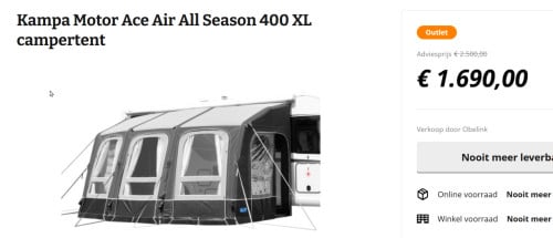 Campervoortent Kampa motor ace air 400 xl