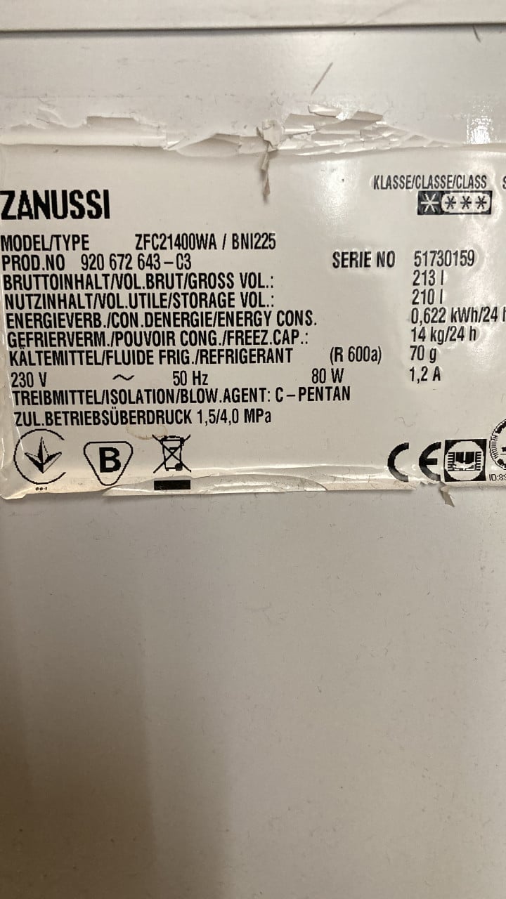 Vrieskist Zanussi