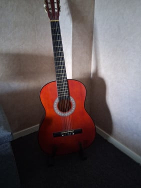 Gitaar op standaard
