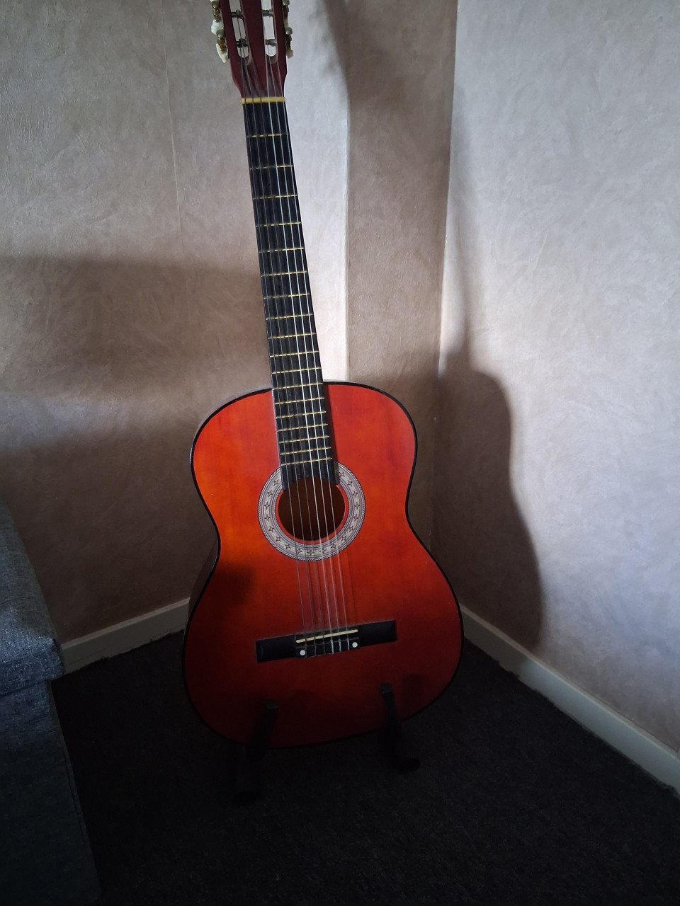 Gitaar op standaard