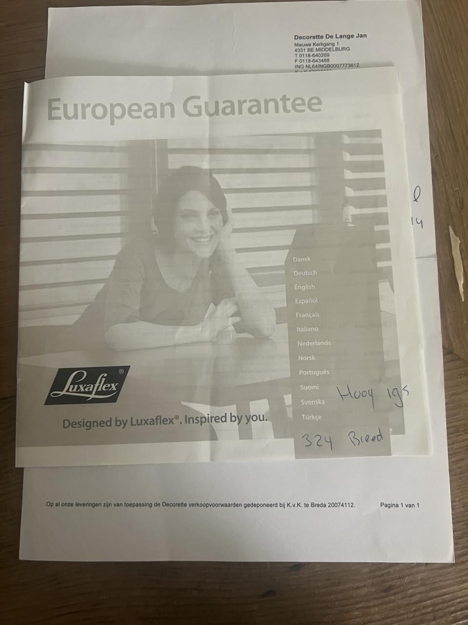 Luxaflex plissé gordijn in zeer goede staat