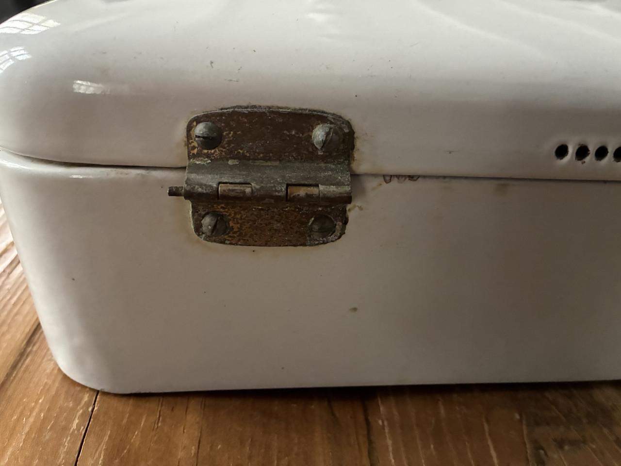 Antieke Emaille broodtrommel wit