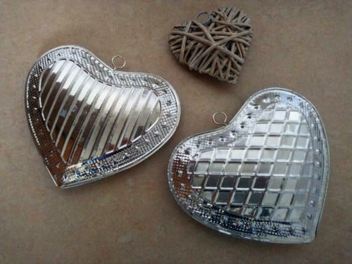 Set harten (3 stuks) van metaal (18 cm) en riet (10 cm)