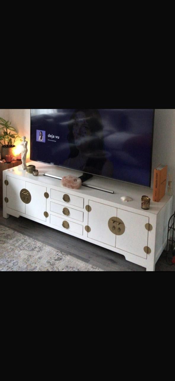 Chinese TV Kast/dressoir wit-goud-Fine Asianliving