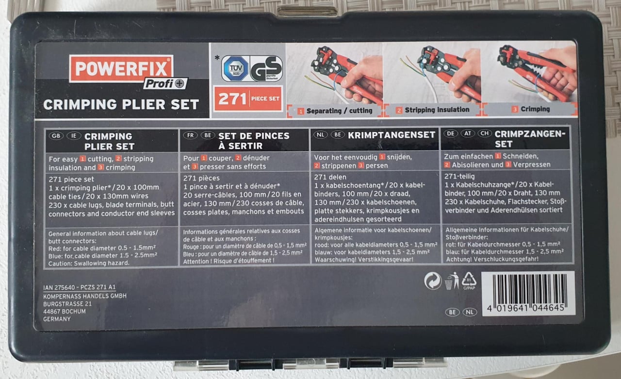 Powerfix Krimptangenset nog nooit gebruikt.