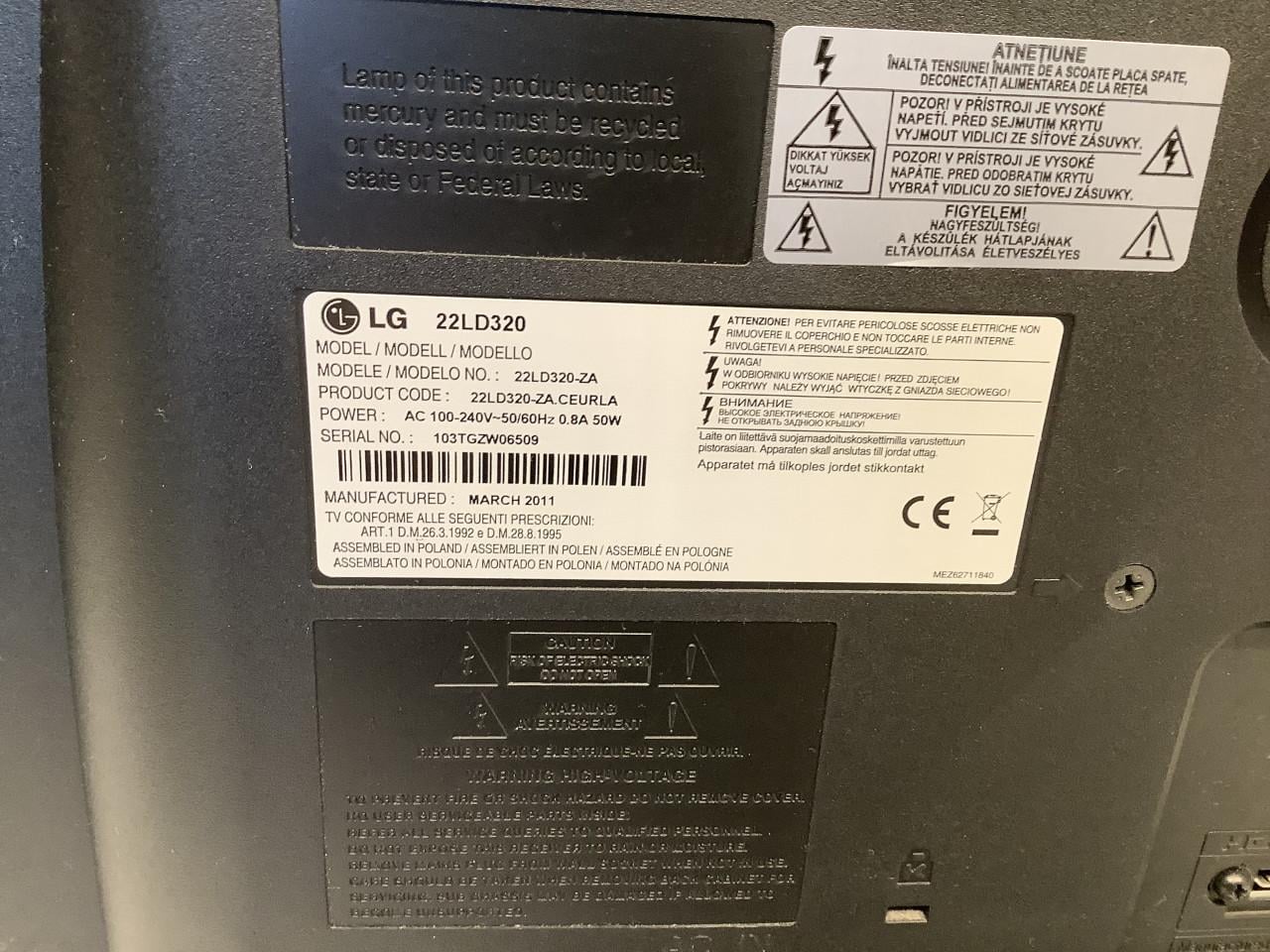 Lcd tv van LG, 22 inch ( ca,55cm )