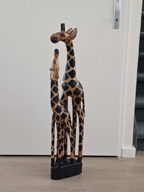 Houten giraffen moeder en baby