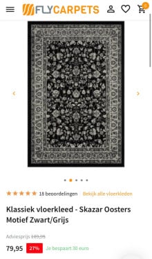 Klassiek vloerkleed - Skazar Oosters Motief Zwart/Grijs