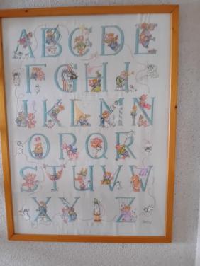 Schilderij a.b.c geborduurd