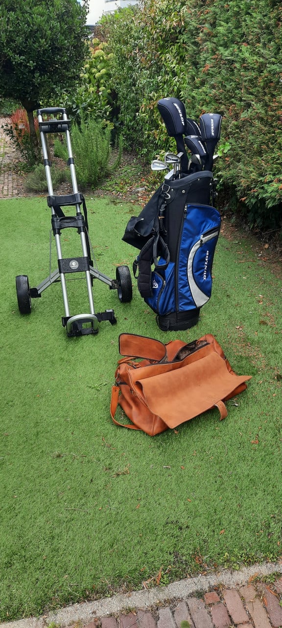 Complete golfset Dunlop Ti1 met Trolley en leren tas