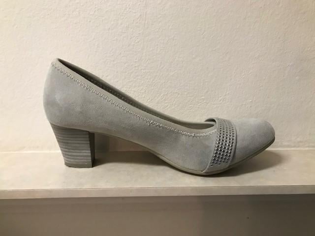 Jana lichtgrijze pumps van velours mt. 38H