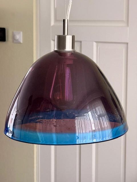 Glazen design hanglamp, handgemaakt en mondgeblazen