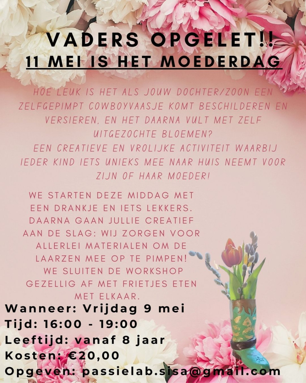 Workshop moederdag voor kids, vrijdagmiddag 9 mei!
