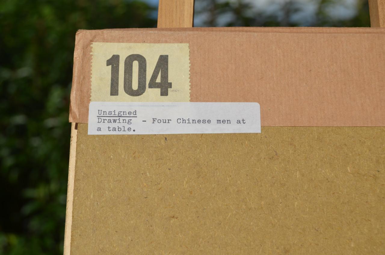 Mooie Chinese tekening Confuciaanse geleerden ca. 1900 (1) deels geinkt.