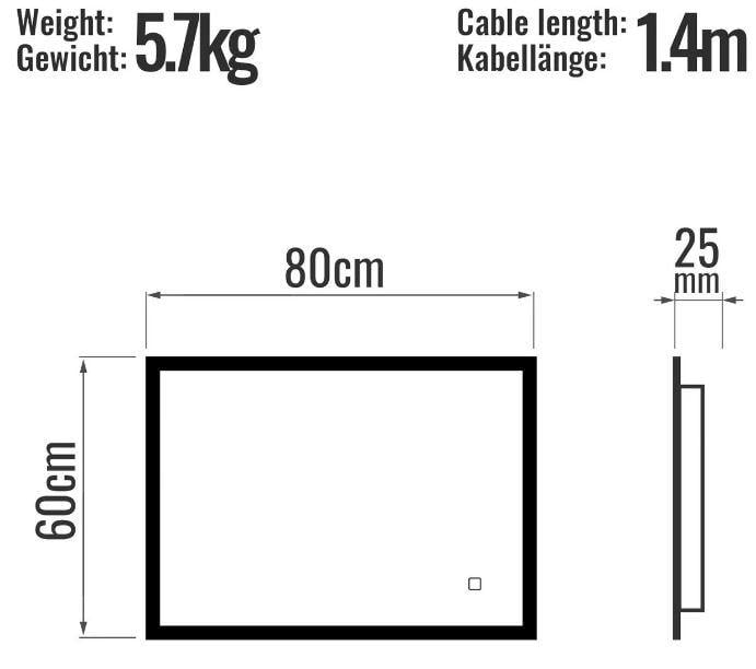 Badkamerspiegel 80x60