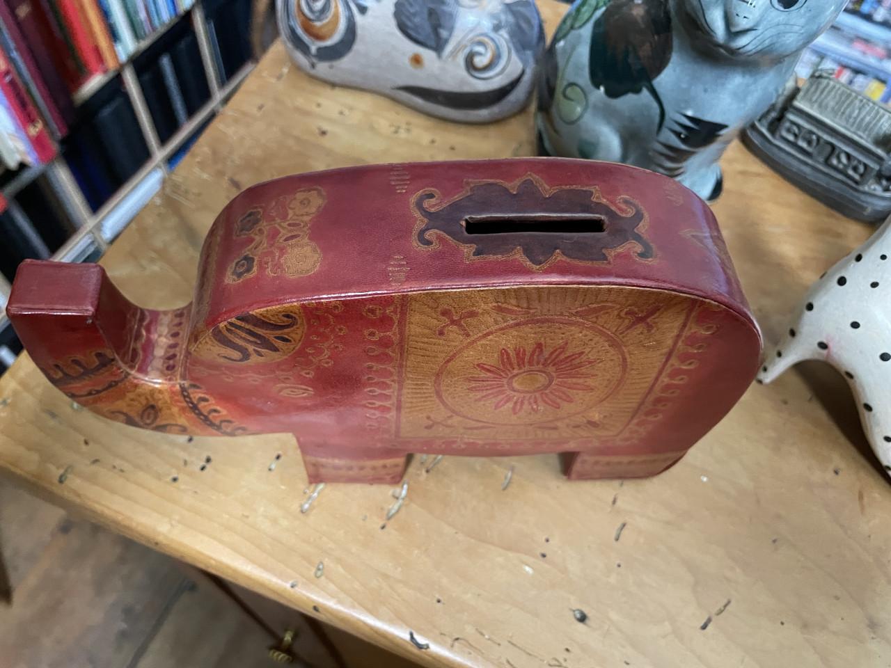 Leren spaarpot OLIFANT