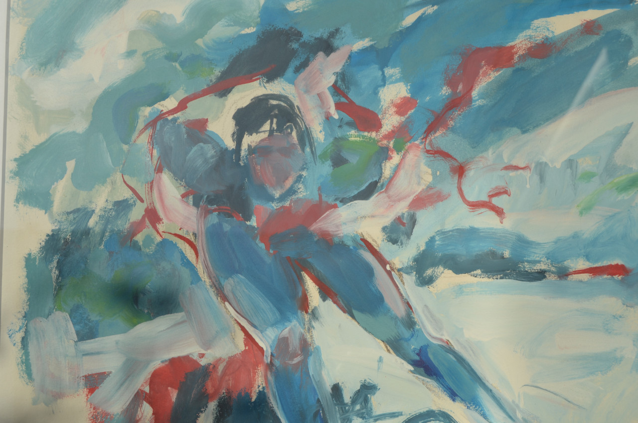 Groot schilderij Karl Willard 'De Schaatser' 1987