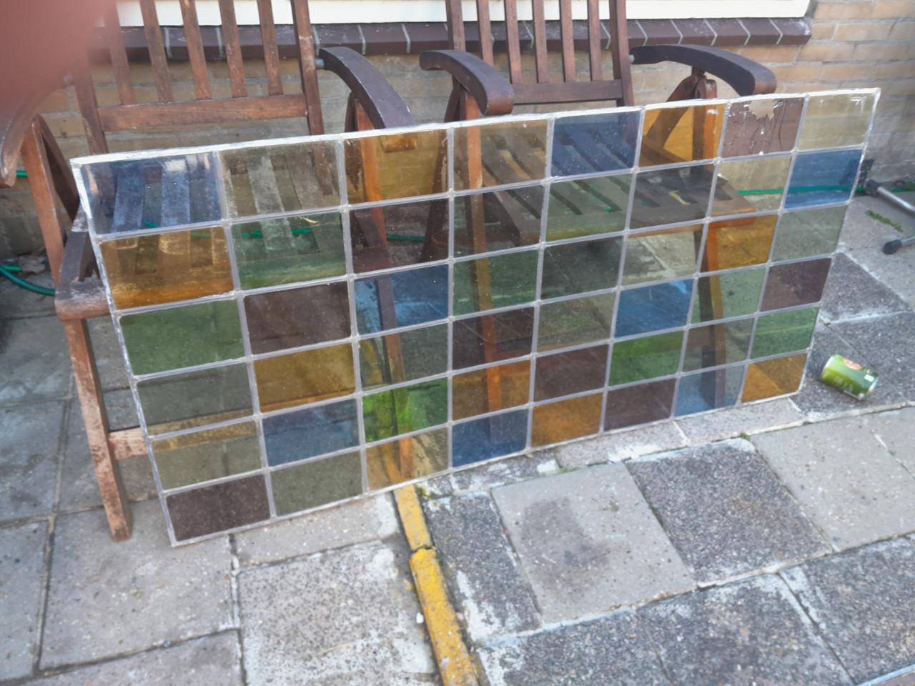 2  ramen glas in lood 70 x 140   +  70 x 36