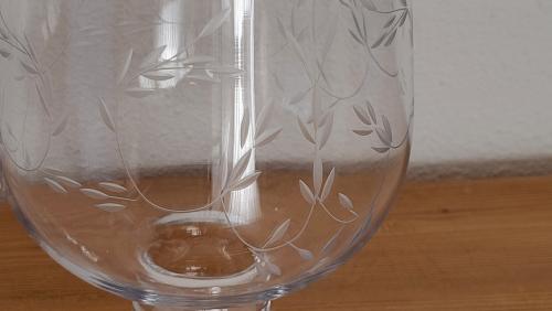 Windlicht / vaas glas gegraveerd h 22,5 cm