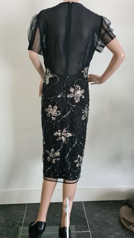 Rena Lange: Nieuw zwart jurkje met pailletjes maat 42