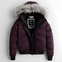 Winter jas winterjas hollister als nieuw XL 44 46 paars dons bont jas
