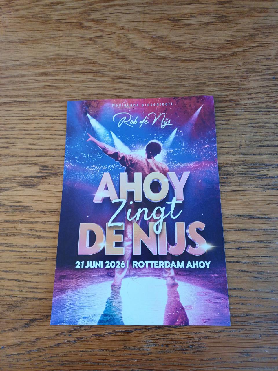 2 Concertkaarten voor Ahoy Zingt De Nijs   21 juni