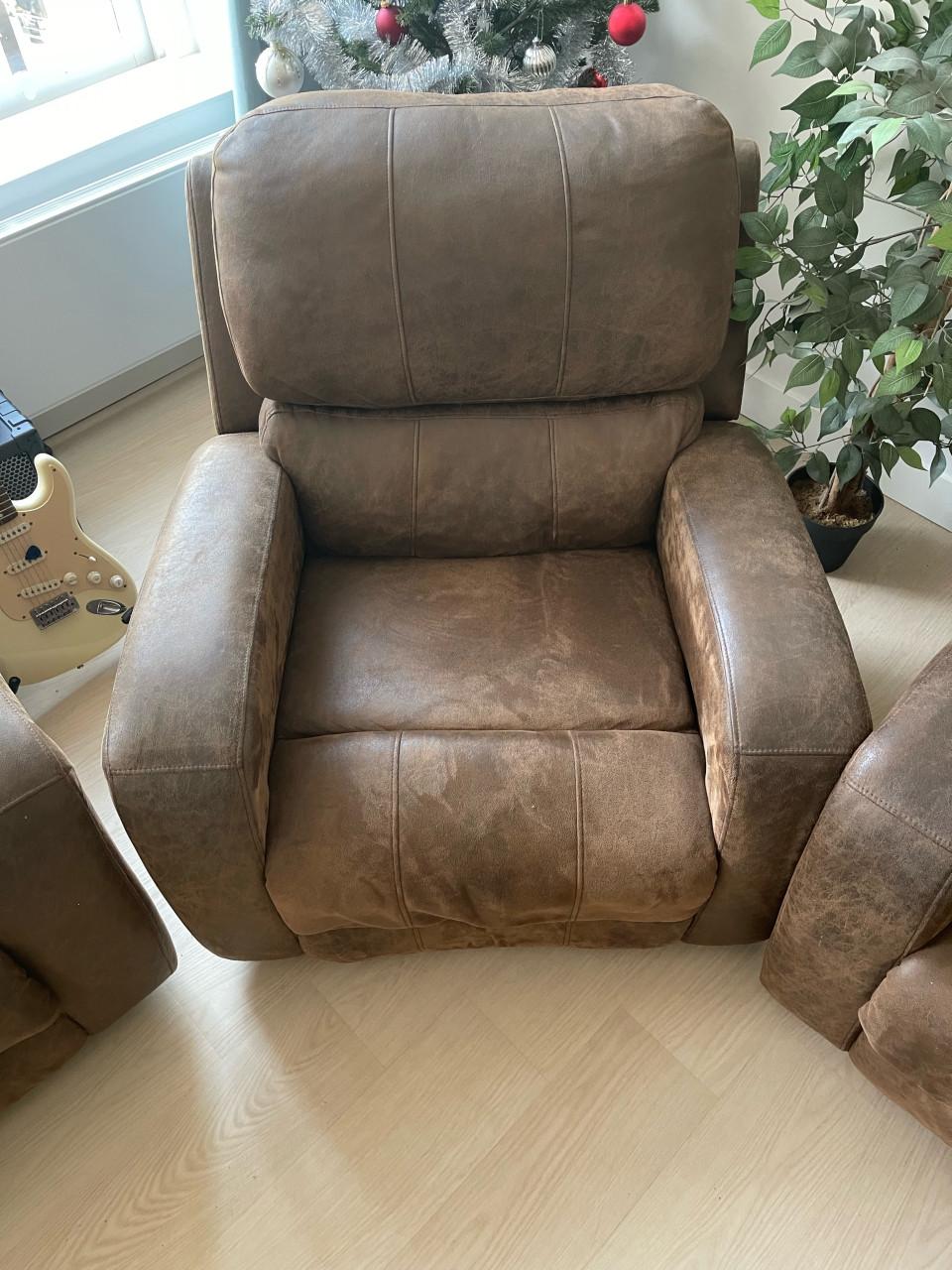 Bruine relaxbank set 3+2+1 – Comfortabele banken