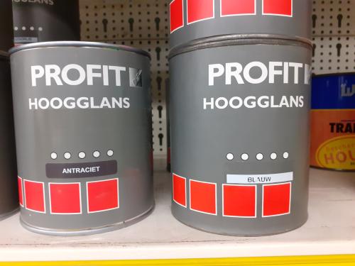 10 blik profit hoogglans verf voor 15 euro is bijna gratis