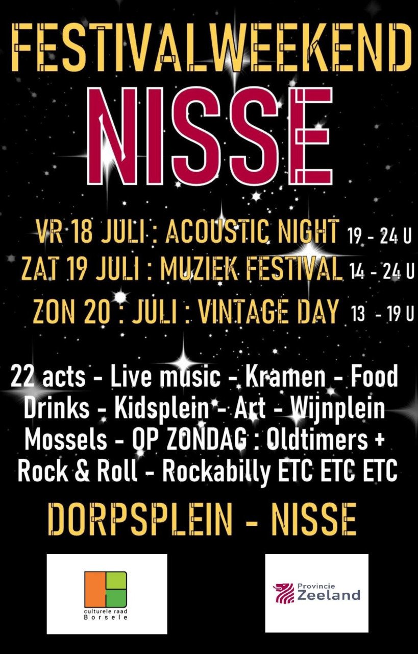 MUZIEK FESTIVAL NISSE 18 T/M 20 JULI