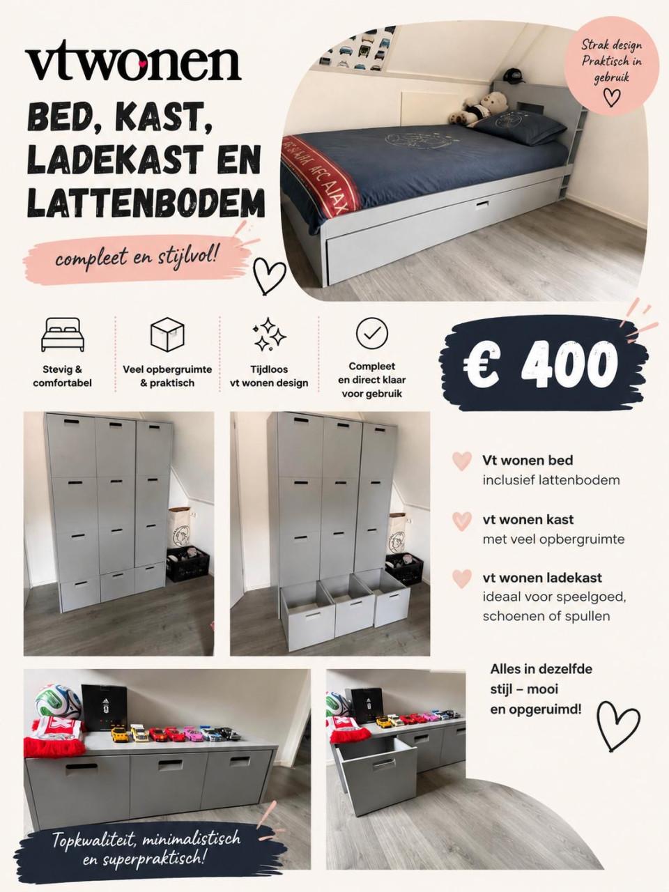 Vt wonen bed, kledingkast en opbergmeubel