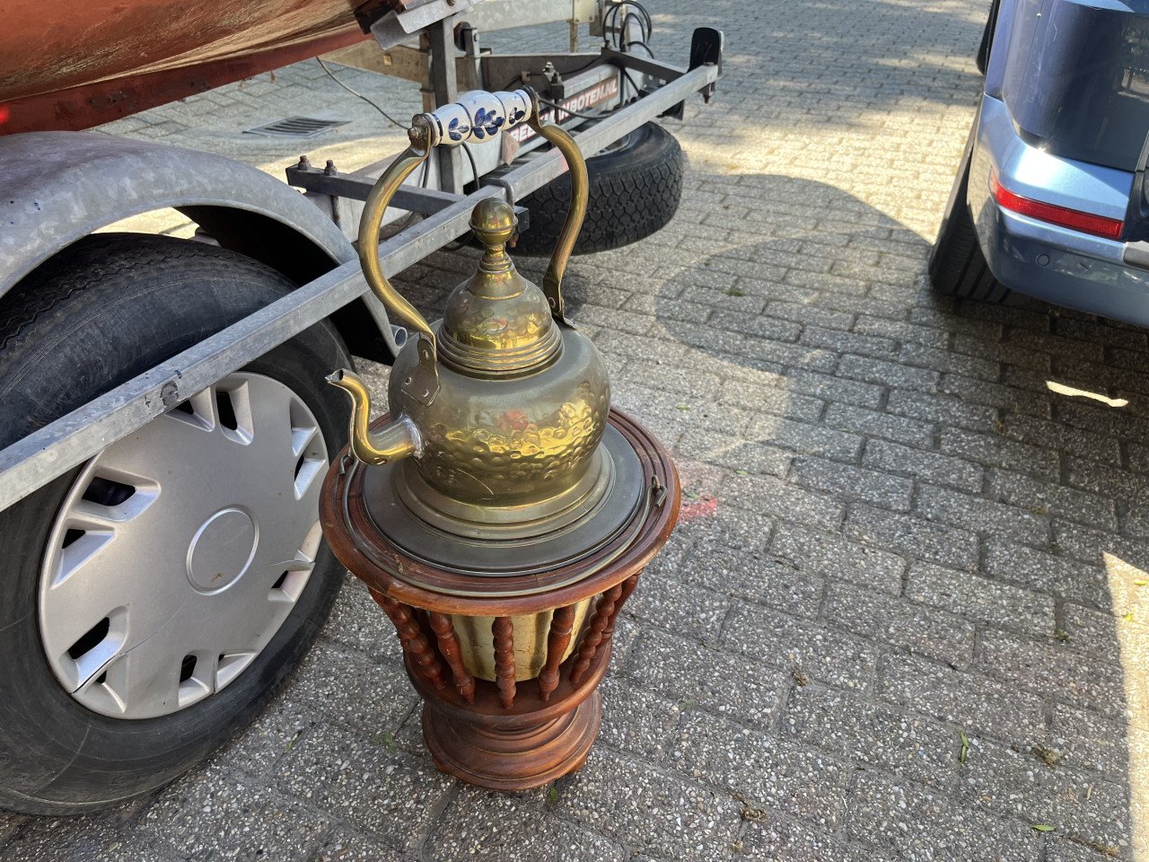 Koperen ketel met stoof