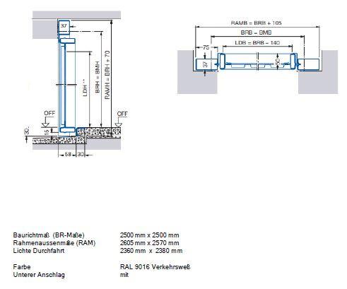 Hörmann kanteldeur N80 2500x2500 mm NIEUW met extra laklaag speciale kleur