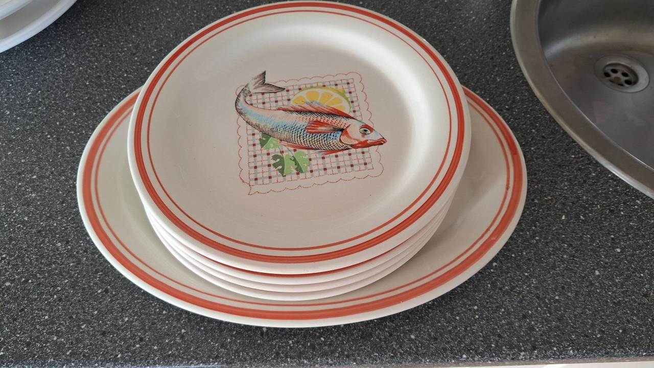 Visbordenset met schaal