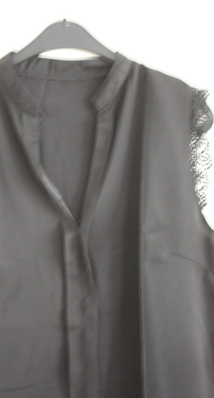 Zwarte blouse shirt kanten mouw maat xl